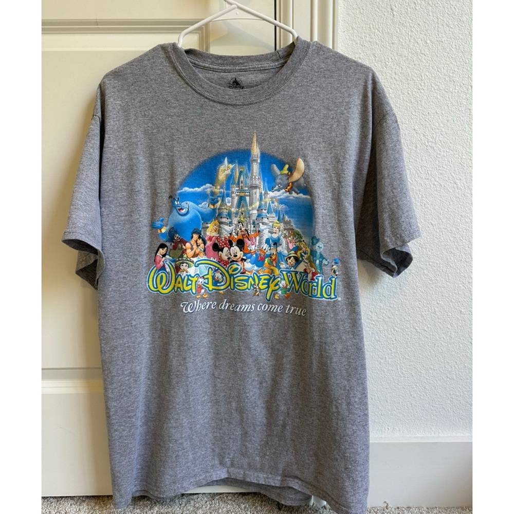 Disney Gray T-Shirt with Colorful Castle & Character Design